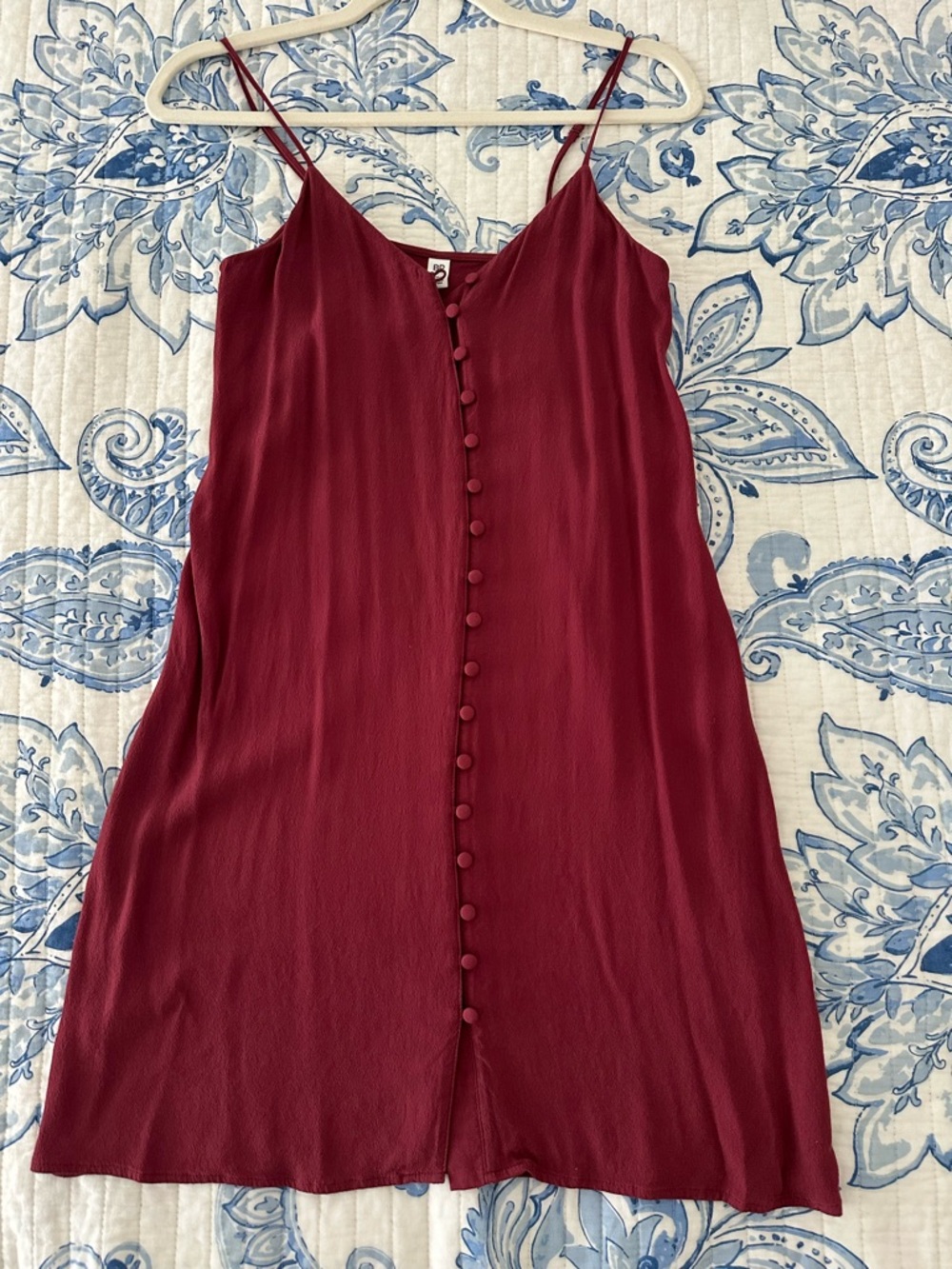 Women's Burgundy Button-Front Summer Dress